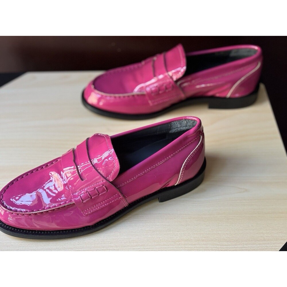 New Boemos Made In Italy VERO CUOIO Hot Pink Loafer RARE HTF  Sz 36. US 5.5